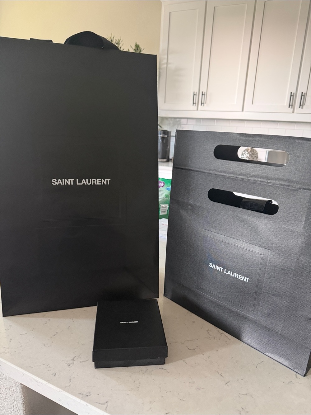 Saint Laurent Black Luxe Gift Bags and Box Trio